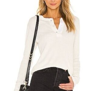 RE/DONE Hanes Vintage Re-Made Long Sleeve Henley Thermal Top